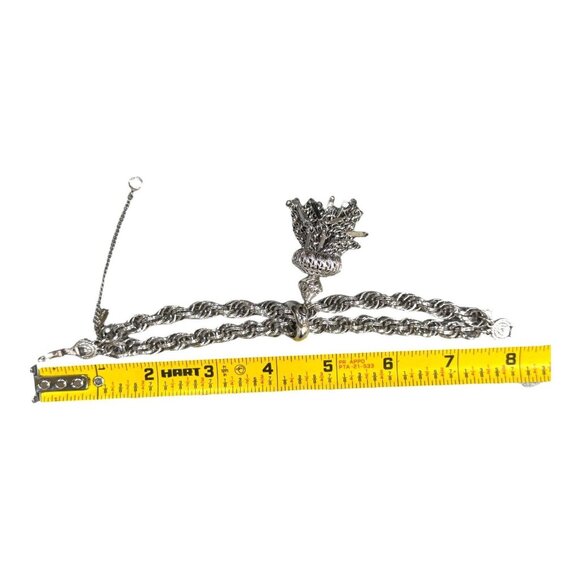 Vintage Silver Tone Damita Monet Rope Twist Tassel Necklace Bracelet Set Signed - Picture 6 of 9